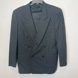 Cerruti 1881 Mens Double Breasted Sports Business Pea Coat Black S Pure Wool‎